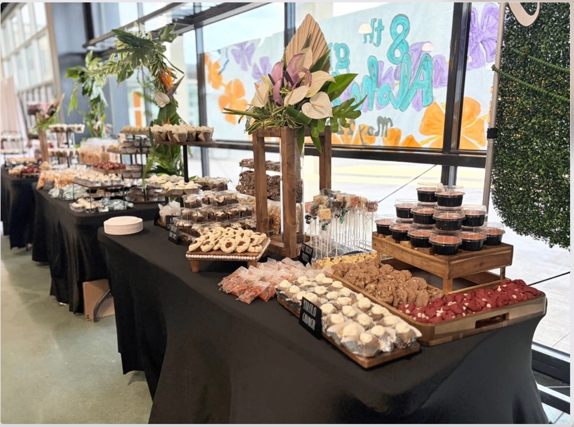 Tropical aloha graduation dessert spread