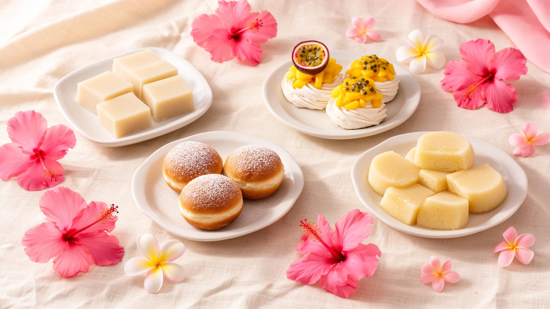 An assortment of Hawaiian-inspired homemade desserts